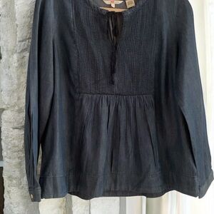 Levi's Black Smocked Tie Front Long Sleeve Blouse